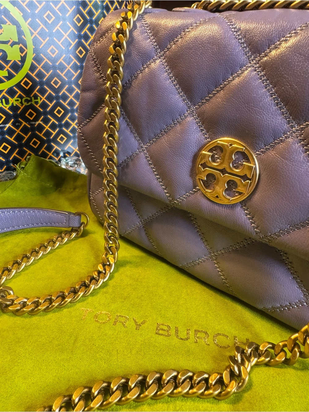 NWOT Tory Burch Willa Soft Quilt Small Shoulder Bag in Lavender. - Picture 8 of 13